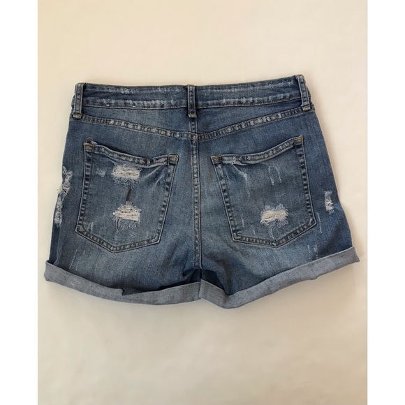 Just USA Women’s Mid-Rise Distressed Denim Cuffed Shorts Size Small - Picture 2 of 4